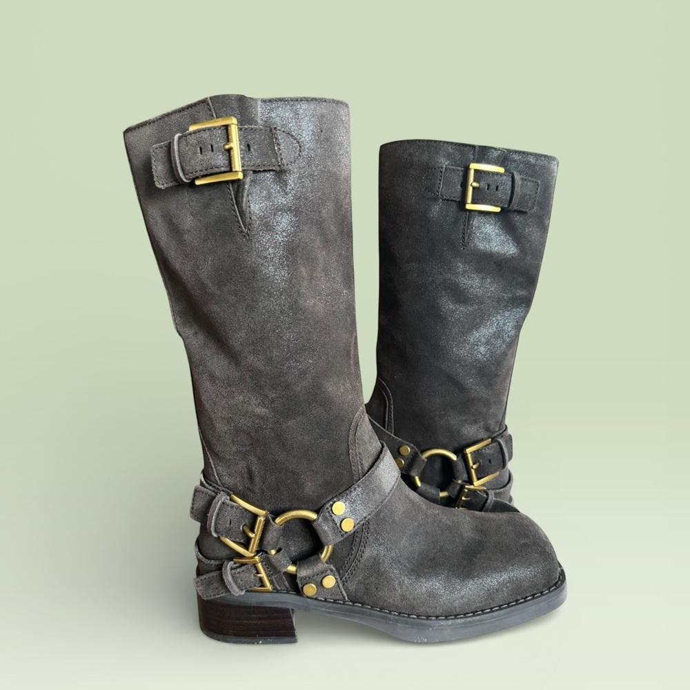 Michael Kors Brown Suede Moto Boots - Picture 6 of 9